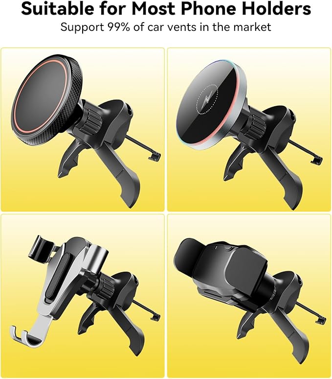 Air Vent Clip for Car Mount with [ Diameter 0.67 in (17 mm)] Joint Ball, Phone Vent Clip for Most Car Phone Holder&Wireless Car Charger, Black