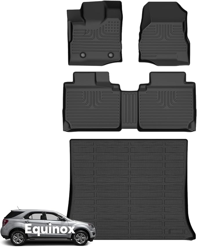 Wayhigh-for 2012-2017 Chevrolet Chevy Equinox/GMC Terrain 2012-2017 All Weather Floor Mats and Cargo Liner Set TPE Car Mats Waterproof Anti-Slip Rubber Floor Liners Equinox Accessories