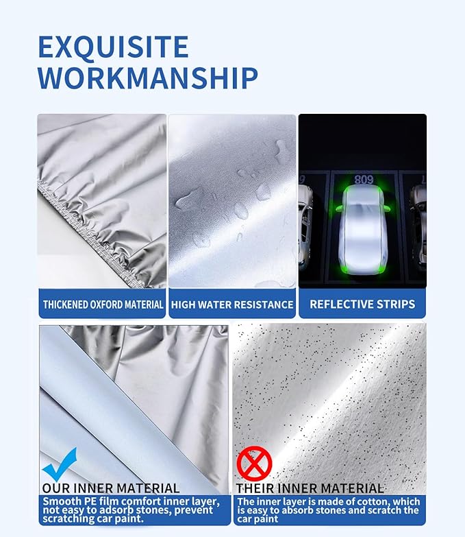 Custom-Fit for BMW Car Cover, 7 Layers Car Cover Waterproof All Weather for Automobiles, Outdoor Full Cover Rain Sun UV Protection with Zipper (for BMW 7 Series)