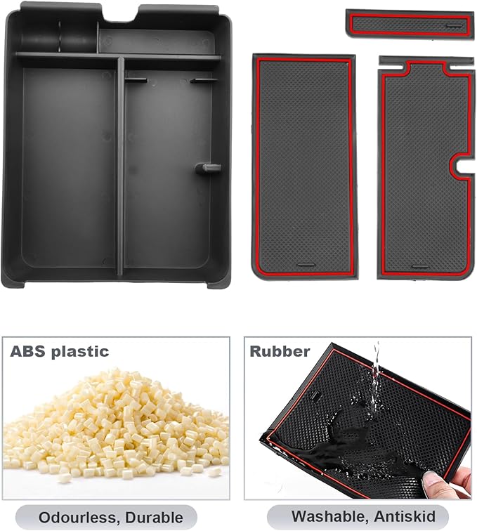 SKTU for 2023 2024 2025 Honda Pilot Center Console Organizer 2023-2025 Pilot/ 2024-2026 Passport Armrest Tray 2025 2026 Passport Console Tray 2024 2025 Pilot Accessories with Sunglasses Holder (Red)