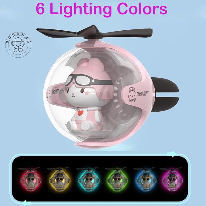 2 Pcs Pilot Car Air Freshener, Cute Duck Car Vent Clip Air Freshener Automotive Air Outlet Fan Diffuser, Automotive Interiors Vent Decoration (Cat+Rabbit - s)