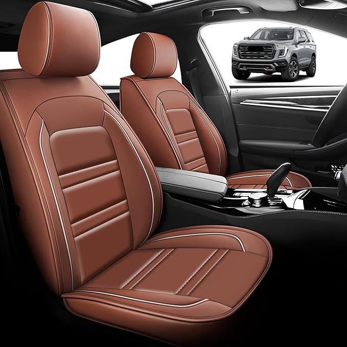Seat Cover for gmc Yukon 2000-2025 | Car Seat Covers Front Seats, Waterproof Seat Protectors, Automotive Front Seat Covers (Front Seat, Coffee)