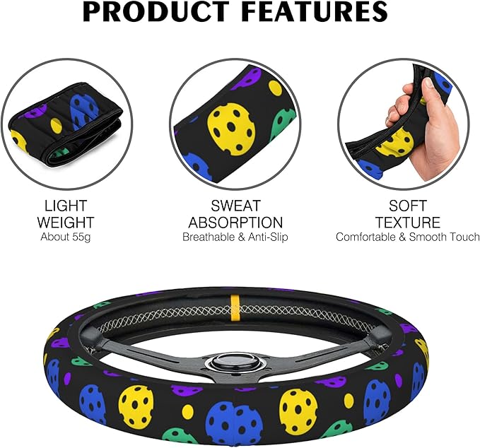 Rainbow Balls Steering Wheel Covers Universal 15 Inch Car Wheel Cover,Anti-Slip Breathable Car Accessories Protector Fit for Trucks,Sedans,SUVs,Vans