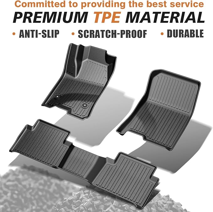 TripleAliners for Colorado & Canyon 2025 2024 2023 Floor Mats Crew Cab 1st & 2nd Row All Weather TPE Material Front Rear Full Set Liners Compatible with Chevy Colorado/GMC Canyon 2023-2025 Accessories