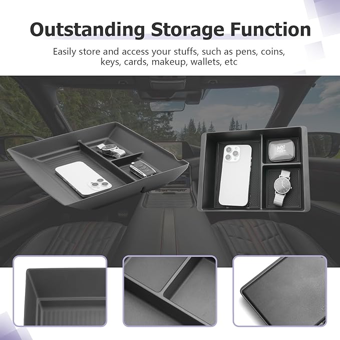 LUWU 2026 Armada Center Console Organizer Tray Compatible with 2025 2026 Nissan Armada Accessories 2025 2026 Armada SV/SL/Platinum Armrest Console Organizer Armrest Organizer Insert Tray Black 2-Pack