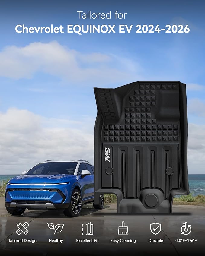 3W Floor Mats & Cargo Liner Fit for 2024-2025 2026 Chevrolet Chevy Equinox EV (Non Fuel), TPE All Weather Custom Fit for Chevrolet Equinox EV (Non Fuel) Accessories Full Set Car mats,Black
