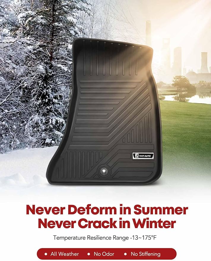 YHTAUTO Floor Mats Compatible with 2011-2023 Chrysler 300 AWD, 2011-2022 Dodge Charger, All Weather Custom Fit TPE Floor Liners Front & 2nd Row, Black, Set of 4