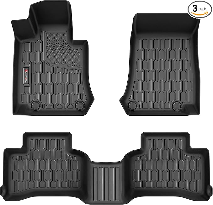Floor Mats Compatible with 2016-2022 Mercedes Benz GLC, All Weather TPE Floor Liners, Custom Fit Car mats, 1st & 2nd Row, Black