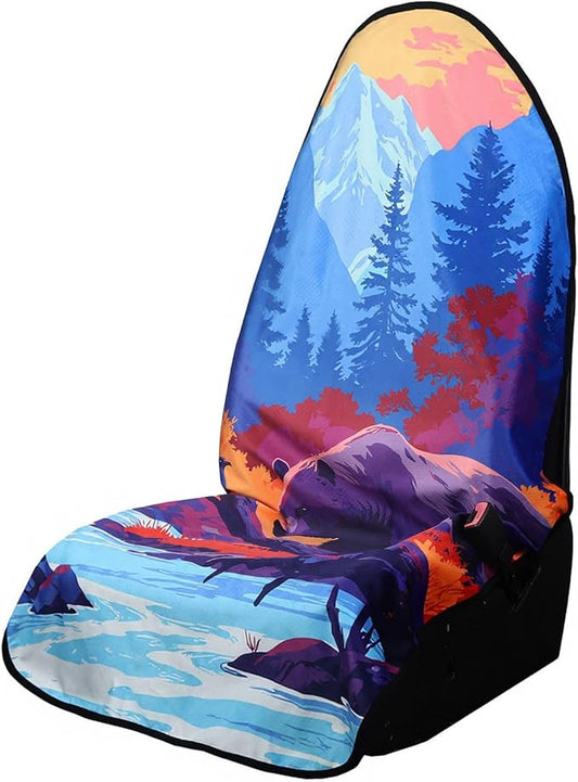 Universal Car Seat Cover with Non-Slip Back - Portable Auto Seat Cushion Fit for Cars Truck SUV Seats - Waterproof Carseat Protector Great for Dog or Kid Outdoor Sport Activities(Bear & Eagle)