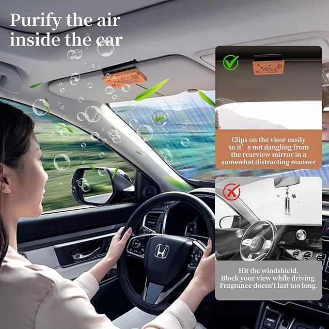 Wood Car Air Freshener - Car Odor Eliminator for Visor Clip, Vehicle Scent Diffuser for Cabin, Truck & SUV(Lavender)