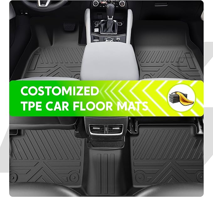 TPE All-Weather Floor Mats for Mazda CX-5 2017-2022 2023 2024 2025 | Custom Fit Heavy Duty Truck Floor Liners | Front & Rear Row Protection | Durable, Odorless, Easy to Clean (3-Piece Set, Black)