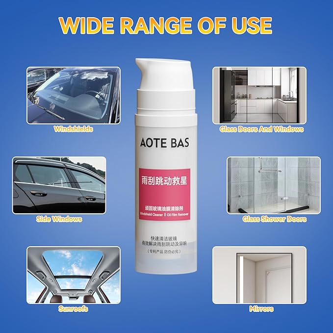 Windshield Cleaner Oll Film Remover & Rain Repellent for Car- Abrasive Glass Cleaner Remove- Oily Stains & Remains of Other Coatings