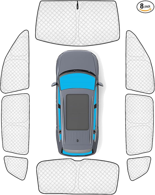 KMF 8pcs Thicken Full Window Sun Shades for Volkswagen VW Tiguan 2018-2023 Accessories,Tiguan Sunshade Car Window Covers for Windshield Side Rear, UV Block and Privacy Blackout for Camping