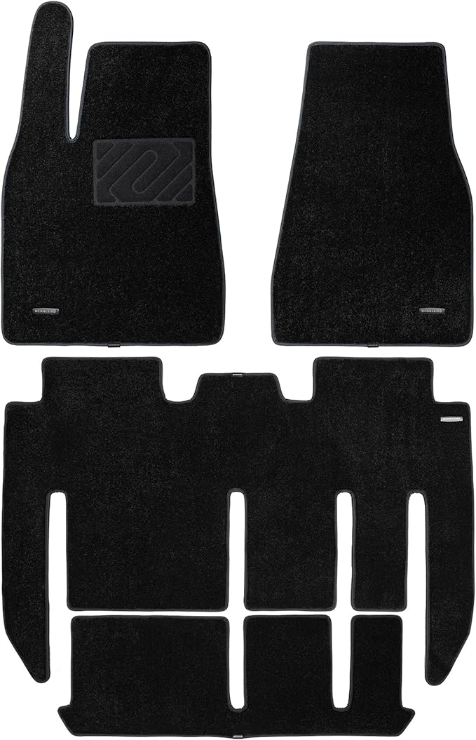 WENNEBIRD Superior Carpet Floor Mats for 2015-2020 Tesla Model X 7 Seats (Not for 5 Seats & 6 Seats), 0.6-Inch Ultra-Thick, Noise-Reducing, All-Weather Waterproof Anti-Slip – 4-Pc Set