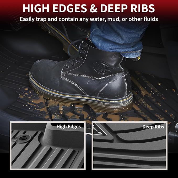 LASFIT Floor Mats for Toyota Highlander 2020-2025 2026 8-seat (Not for Hybrid) All Weather TPE Custom fit Floor Liner for Highlander car mats, Front and Rear 2 Row Mats.