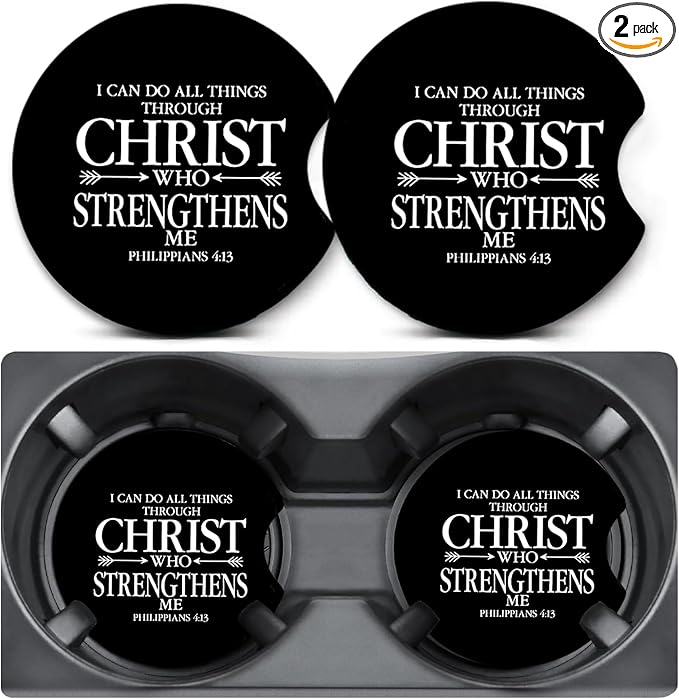 2 Pack Car Coasters for Cup Holders,Christian Car Cup Holder Coasters,2.75" Universal Size Anti Slip Rubber Mat,Automotive Interior Accessories,Car Cup Holder Decor,Gifts for Women Mom Men Wife