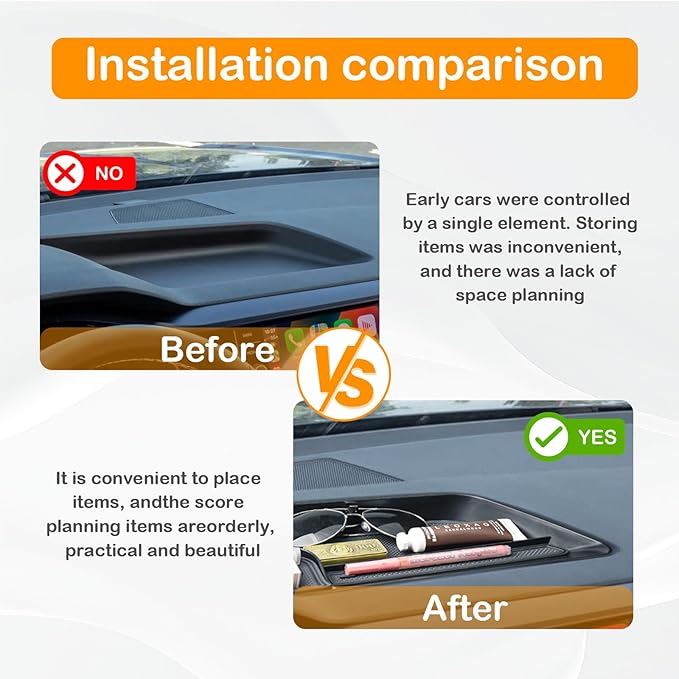 TACOBRO Interior Dashboard Storage Compatible with Volkswagen Taos 2022 2023 2024 Accessories, Taos Dash Mounted Organizer Tissue Holder Tray Box ABS Black