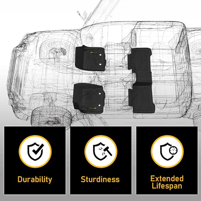 TPE Floor Mats Cargo Liners Compatible with Chrysler Pacifica 2017-2025 (No Hybrid Models), Fit 7 and 8 Passenger, Model All-Weather Protection