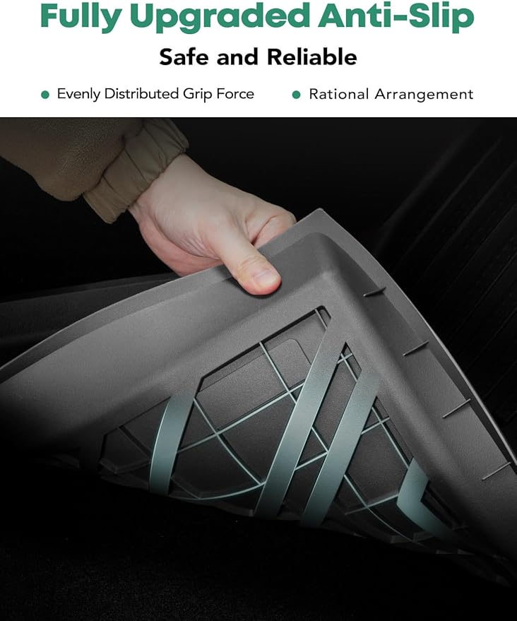 YHTAUTO Car Floor Mats for Tesla Model 3 Highland 2025 2024 Accessories, Custom Fit All Weather TPE Car Mats, Include Front Rear Trunk Cargo Liner & Rear Storage Liner Mats & Odorless Floor Mat, 6PCS