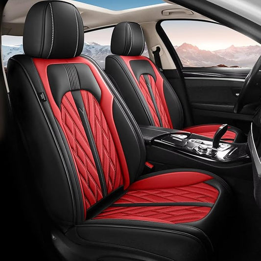 TTX LIGHTING Seat Covers Fit for VW/Volkswagen Tiguan 2009-2026 Front Seat Covers Faux Leather Car Seat Covers Breathable Waterproof Car Seat Protector (2 Seats, Black&Red)