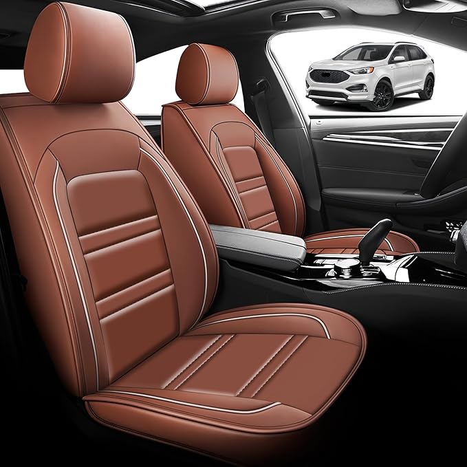 Seat Cover for Ford Edge 2007-2024 | Car Seat Covers Front Seats, Waterproof Seat Protectors, Automotive Front Seat Covers (Front Seat, Coffee)