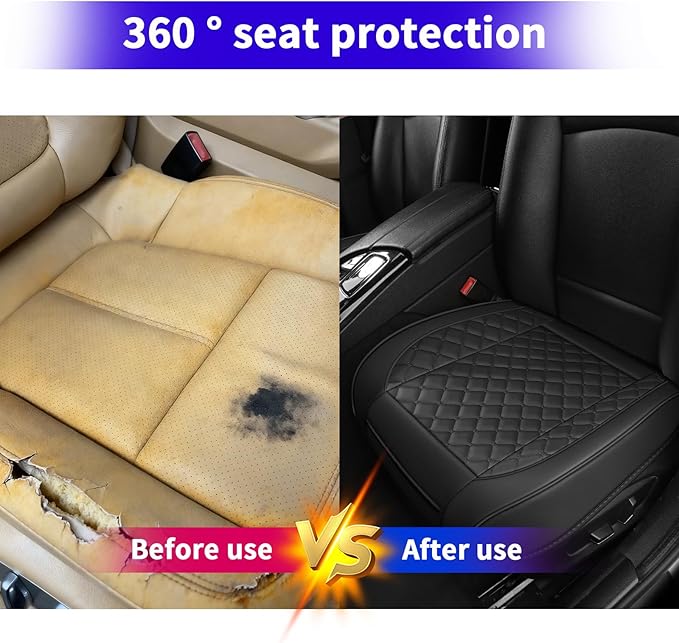 2pcs Car Seat Covers for Upgrade Leather,Car Seat Protector Water Proof Material,No Slip Soft,Side Wrapping,Bottom Seat Covers Universal for Most Automotive,Vans,Trucks,Suvs (Black)
