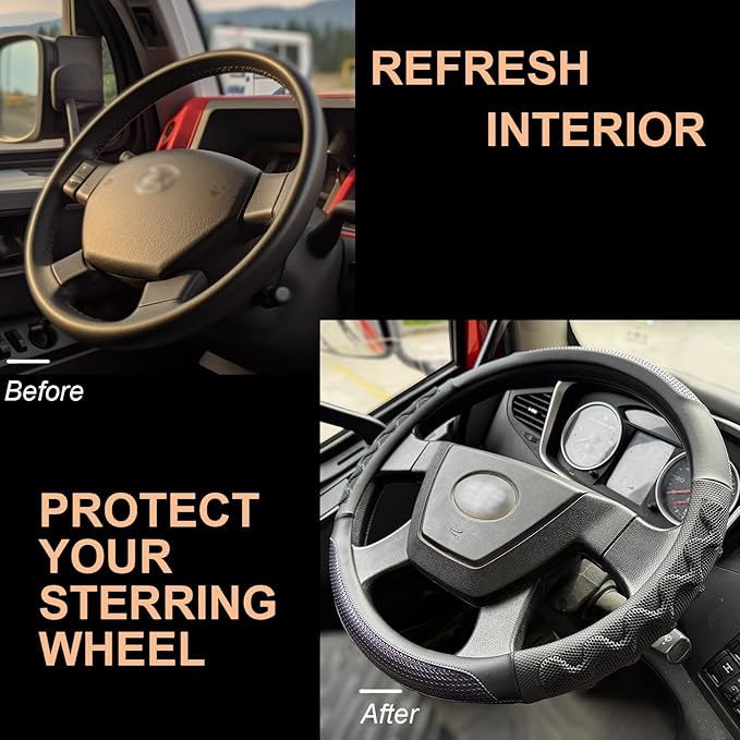 PINCTROT XL Size 17.5-18 Inch Great Grip Steering Wheel Cover for Semi Truck, Fits RV, Big Rig Trucker, 18 Wheeler and Classic Cars, Anti-Slip Design 17.5-18 Inch (Purple)