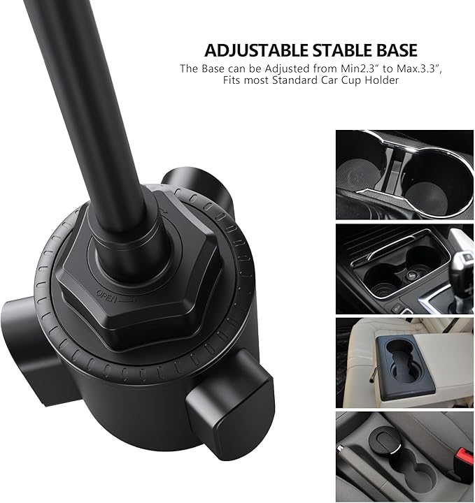 Esoulk [Upgraded Version Cup Phone Holder for Car, Universal Adjustable Long Neck Car Phone Mount Cradle Friendly Compatible with iPhone Samsung Google and All 4.0-7.0 inches Smartphones (Cup Holder)