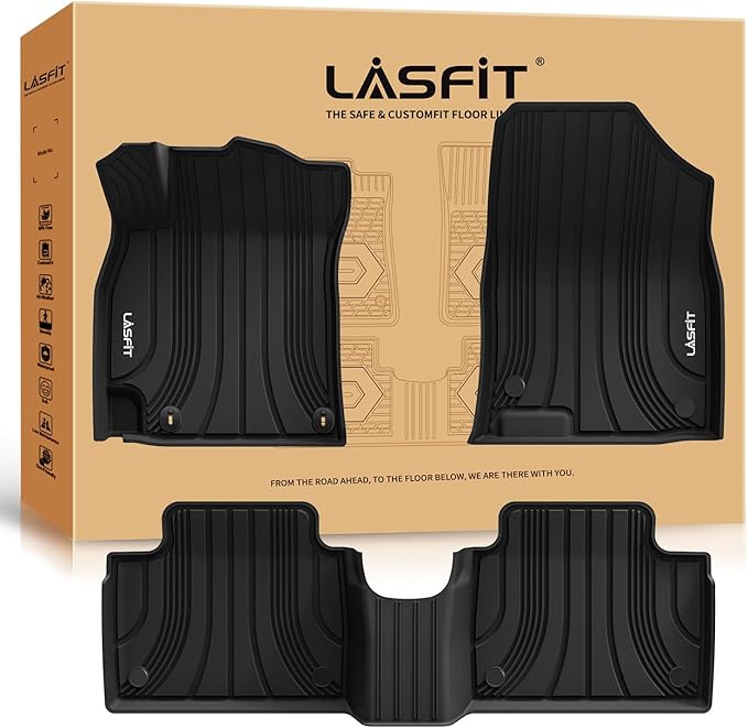 LASFIT Floor Mats for Hyundai Elantra 2025 2024 2023 2022 2021 (Only Fit Gas & Automatic) & Elantra N 2022-2025 (Only Fit Automatic) Custom Fit TPE All Weather Floor Liners Car Mats, Black