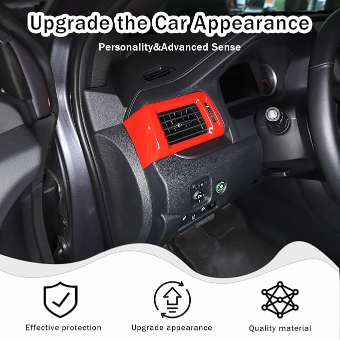 Armrest Box Handle Cover & Side Air Vent Cover & Window Lift Switch Panel Cover Trim Kit Compatible with Hond@ Pilot 2016-2022/ Passport 2019-2023 Accessories ABS (Red)