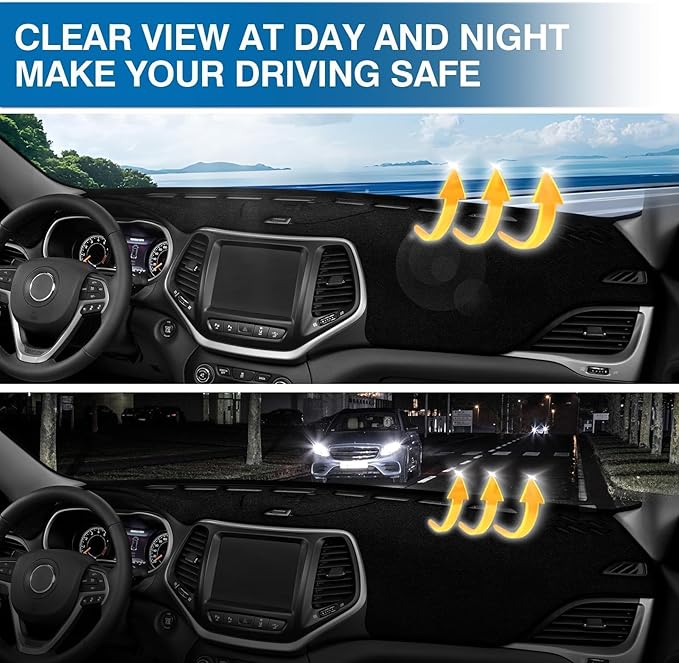 KUST Car Dash Cover for Jeep Cherokee Latitude 2014-2023 Polyester Dashboard Cover Non-Slip Center Console Dash Cover Interior Accessories for Cherokee