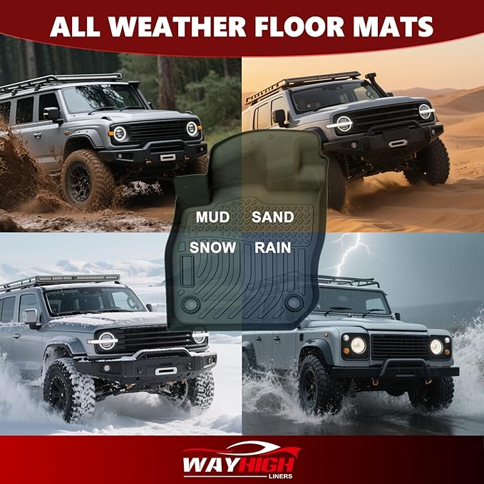 Wayhigh-for Ford Taurus 2010-2019 All Weather Floor Mats and Cargo Liner Set TPE Car Mats Waterproof Heavy Duty Rubber Floor Liners Taurus Accessories