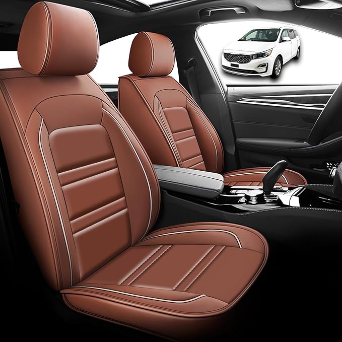 Seat Cover for kia Sedona 2003-2021 | Car Seat Covers Front Seats, Waterproof Seat Protectors, Automotive Front Seat Covers (Front Seat, Coffee)