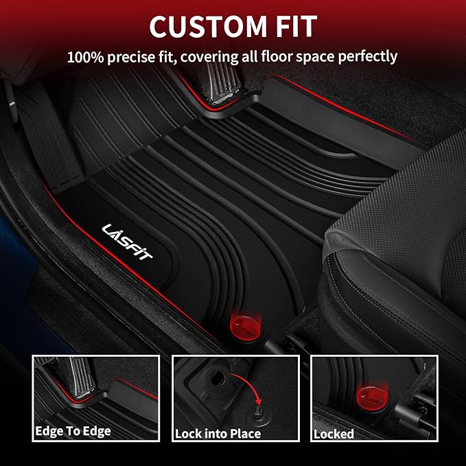 LASFIT Floor Mats for Hyundai Tucson 2025 2024 2023 2022 (Not for Hybrid & PHEV), Custom Fit TPE All Weather Floor Liners 1st & 2nd Row Car Mats Accessoires for Hyundai Tucson 2022-2025, Black