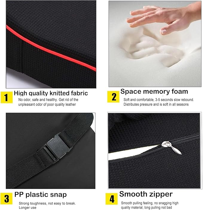 Auto Center Console Armrest Pillow Pad, Car Armrest Cushion Soft Memory Foam with Phone Holder Storage, Pockets Bag Seat Cushion Universal Fit for Most Car (Black)