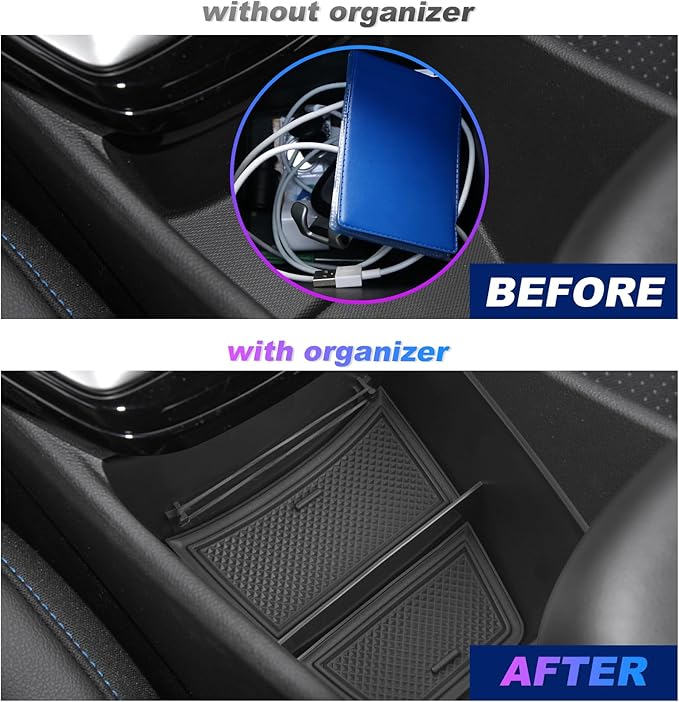 SXCY [2PCS for 2024 2025 Chevy Trax Center Console Organizer 2024 2025 Chevy Trax Accessories(LS LT 1RS 2RS ACTIV) Armrest Storage Box Console Tray for 2024 2025 Trax Console Organizer Black Mats