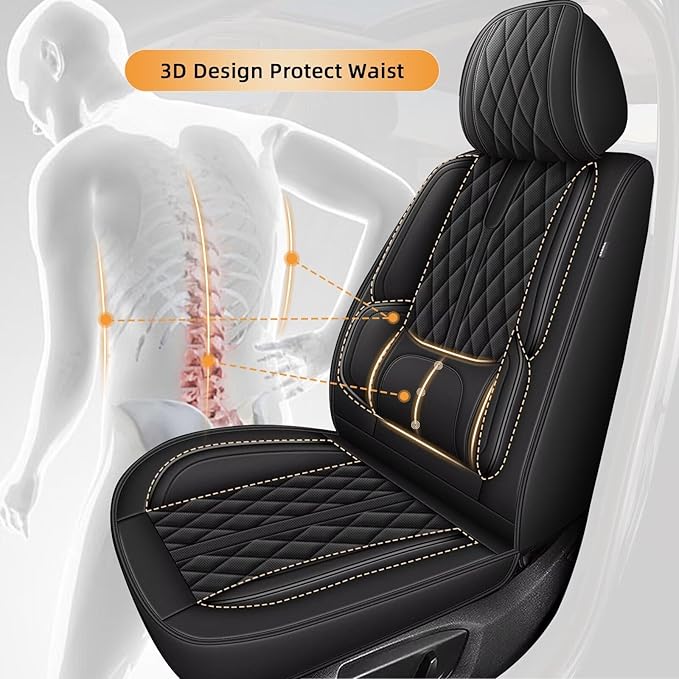 Seat Covers Fit for Chevrolet Chevy Trailblazer 2021-2024: Full Set Breathable Leather Car Seat Covers - Automotive Interior Seat Cushion Protector (2 Rows 5 Seats, Black)