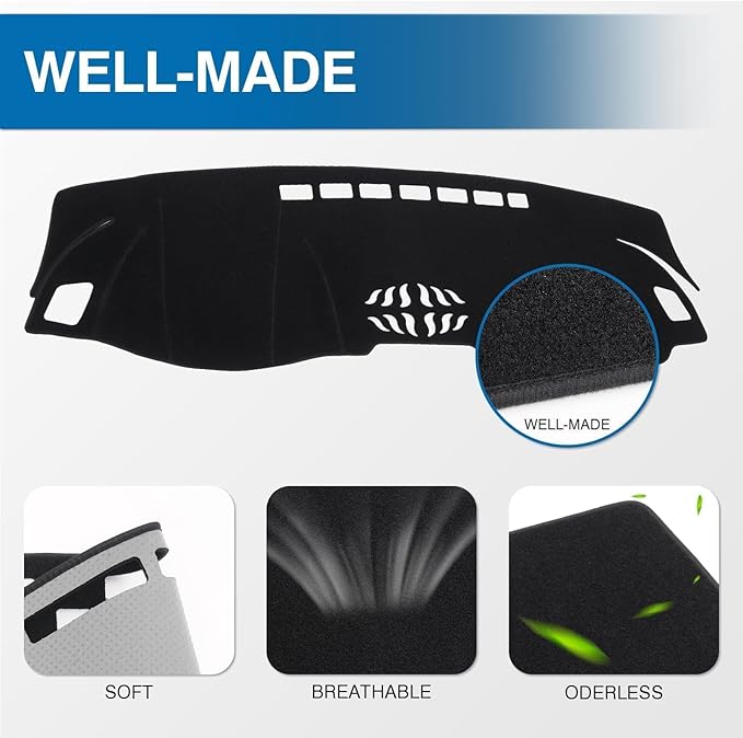 KUST Car Dash Cover for Honda Accord/Accord Sport 2018 2019 2020 2021 2022 (Without HUD) Dashboard Cover Polyester Non-Slip Center Console Dash Cover Interior Accessories for Accord No Glare Black