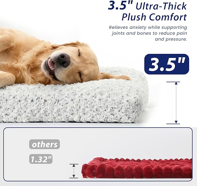 3.5" Thick Deluxe Plush Dog Bed for Car, Comfy Pet Bed for Car Back Seat, Washable & Anti-Slip Travel Pet Sleeping Mat, Fit for Backseat Extenders of Cars Trucks SUVs, 54" x 25”, Grey