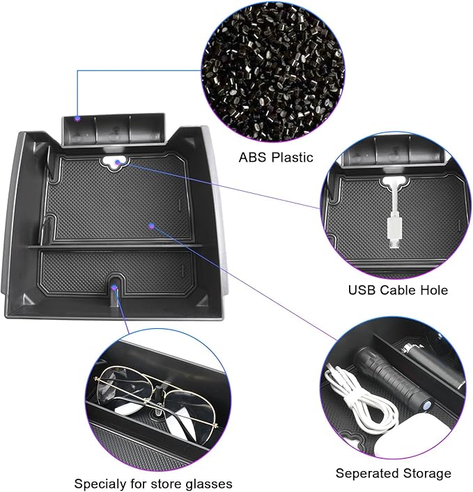 SXCY for 2023-2025 Chevy Colorado/GMC Canyon Center Console Organizer for Colorado Accessories 2024 2025 Canyon Console Tray 2024 2025 Colorado Armrest Console Organizer(Black)