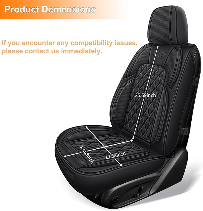 Leather Automotive Seat Covers Universal Fit for Cars, SUV, Sedans, Anti-Slip & Breathable (Black, Front Seat)