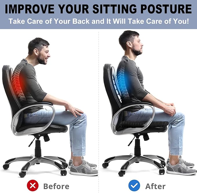 Gel Seat Cushion for Long Sitting Pressure Relief - Non-Slip Gel Chair Cushions for Back, Sciatica, Tailbone Pain Relief - Seat Cushion for Office Desk Chair, Car Seat – Wheelchair Cushions