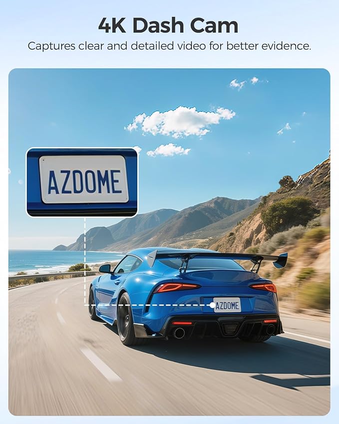AZDOME GS63H 4K Dash Cam Built-in WiFi 6 GPS Car Dashboard Camera Recorder with STARVIS Night Vision, UHD 2160P, 150° Wide Angle, WDR, G-Sensor, Loop Recording, 24H Parking Mode