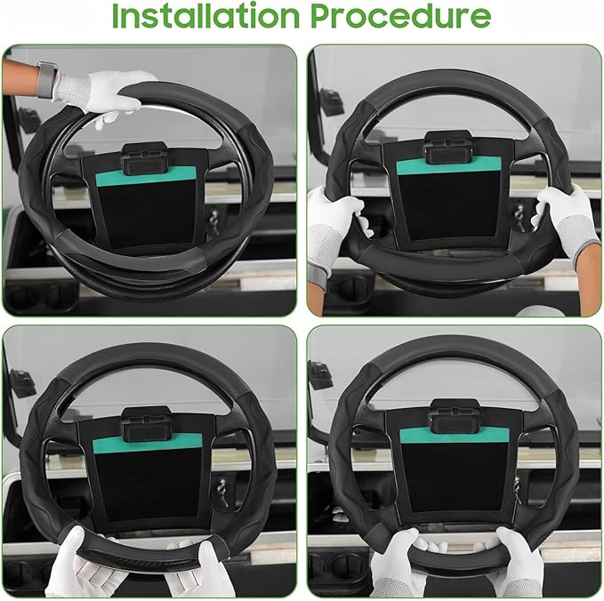 10L0L Golf Cart Steering Wheel Cover for Yamaha, Club Car DS & Precedent, 14 Inch Black