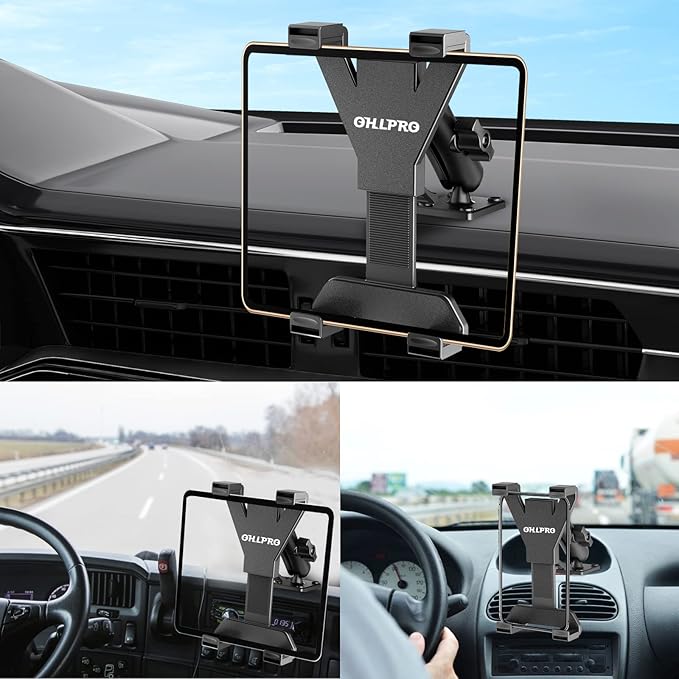 OHLPRO Heavy Duty Drill Base Tablet Holder Car Mount, iPad Mount for Truck Compatible with 7"-13" Tablets, Adjustable Angle, Sturdy Design, Ideal for Cars,Wall, Commercial Vehicles - Includes Screws