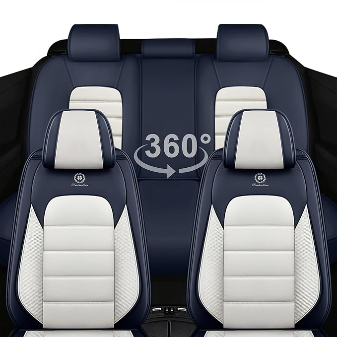 5 Seat Covers for Toyota RAV4 2000-2026 Breathable Car Seat Covers,Anti-Slip Waterproof Car Seat Protectors with Airbag,Automotive Vehicle Cushion with Storage Pockets (Standard,Blue)