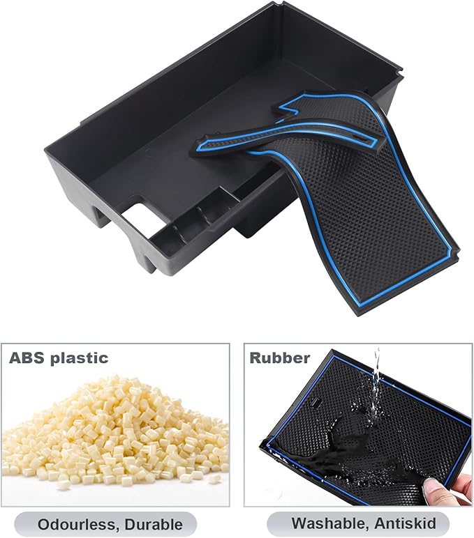 SKTU (Update) Compatible with 2021 2022 2023 2024 Toyota Venza Center Console Organizer 2024 2023 2022 2021 Toyota Venza Accessories ABS Black Materials Tray Armrest Secondary Storage Box (Blue)