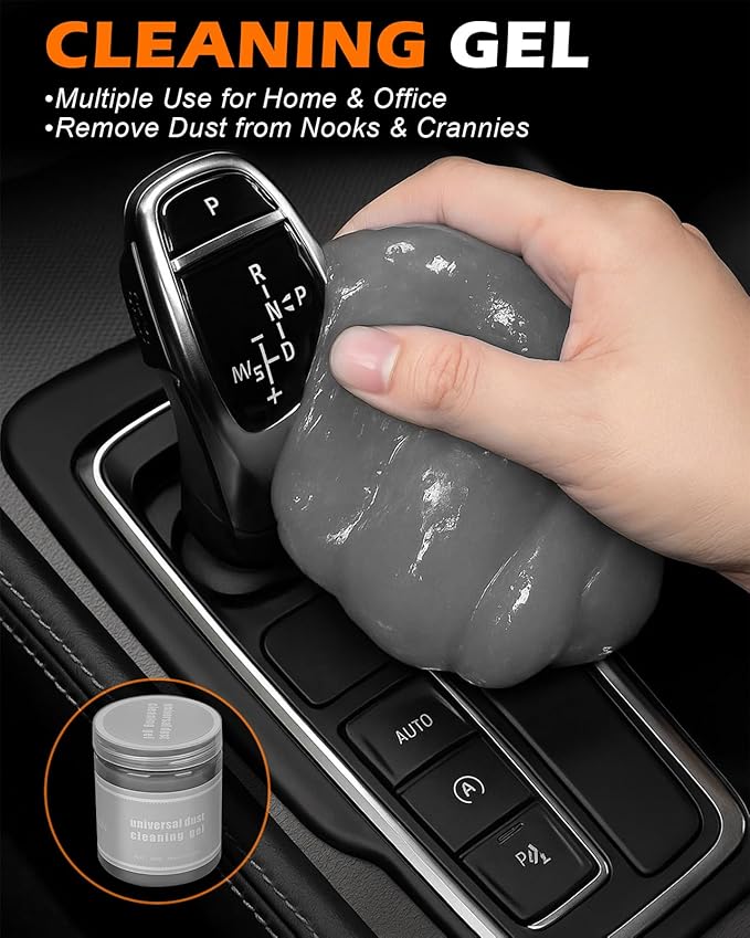 8PCS Car Detailing Brush Set, Interior Car Cleaning Kit with Dash Duster, 4 Detailing Brushes (Soft to Hard), Microfiber Towel, Cleaning Gel, for Vents, Dashboard & Leather Seats