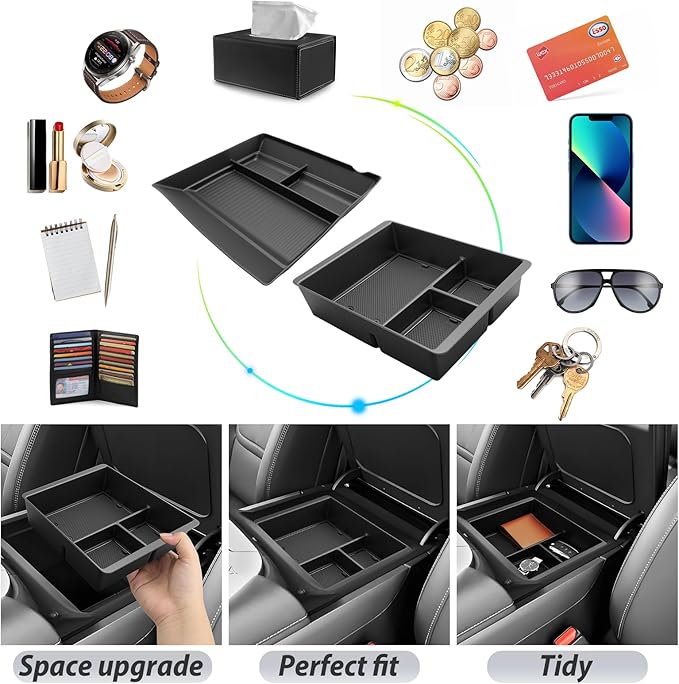 SKTU 2-Pack for 2025 2026 Nissan Armada Center Console Organizer for 2025 2026 Nissan Armada Console Tray 2025 2026 Armada Under Console Tray Nissan Armada 2025 2026 Accessories ABS Insert Organizer