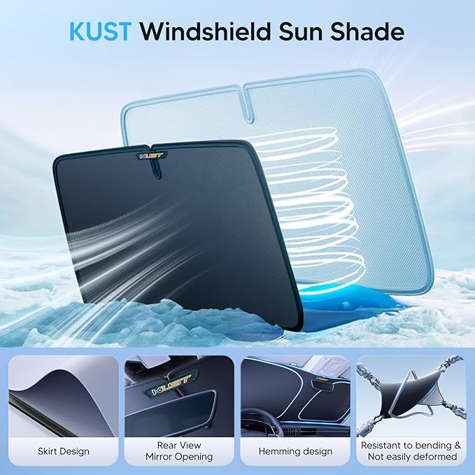KUST Windshield Sun Shade for GMC Canyon/Chevy Colorado 2015-2020 2021 2022 Window Accessories Sunshade Sun Visor Protector Foldable Block UV Rays